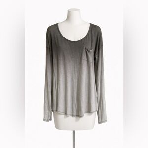 Chip & Pepper California Gray Ombre Scoop Neck Long Sleeve Top Medium Casual